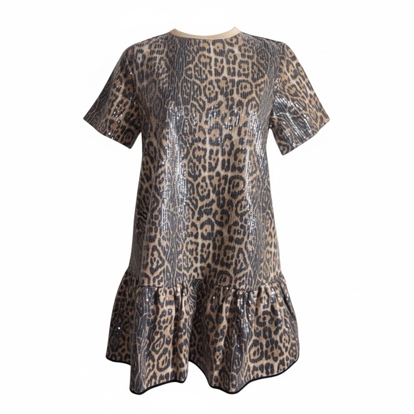 Strut & Bolt Dresses & Skirts - Strut and Bolt Sequin Taupe Leopard Mini Dress Size Small NWT